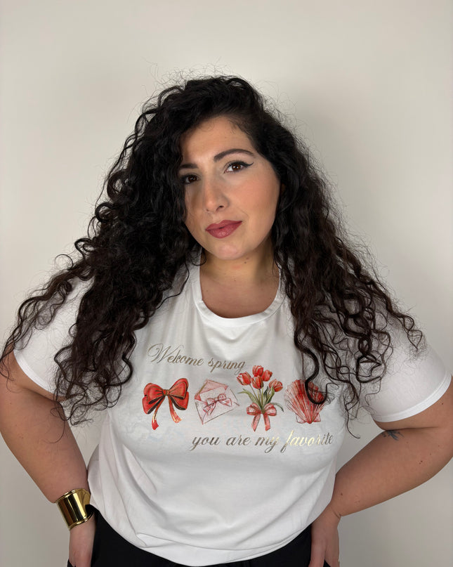 T-Shirt Welcome Spring 100% Cotone