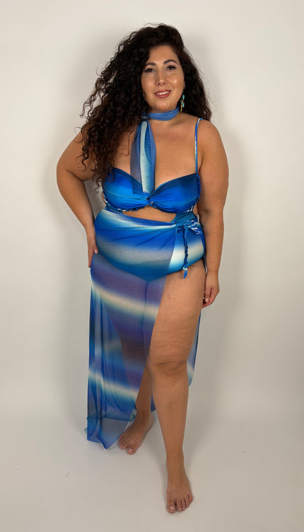 Costume con Copricostume Holiday Blu Oceano