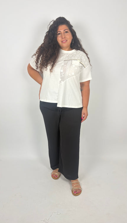 T-shirt Cotone e Sangallo