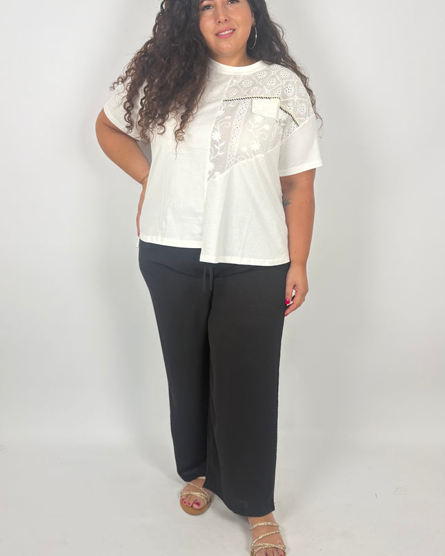 T-shirt Cotone e Sangallo