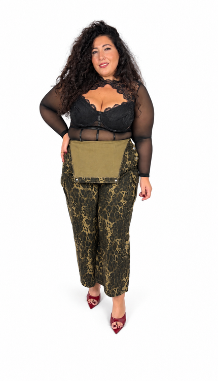 Salopette in jeans Leopard