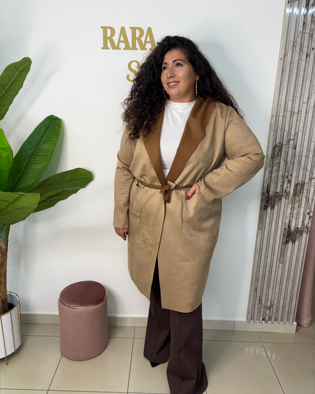 Cappottino in camoscio Camel