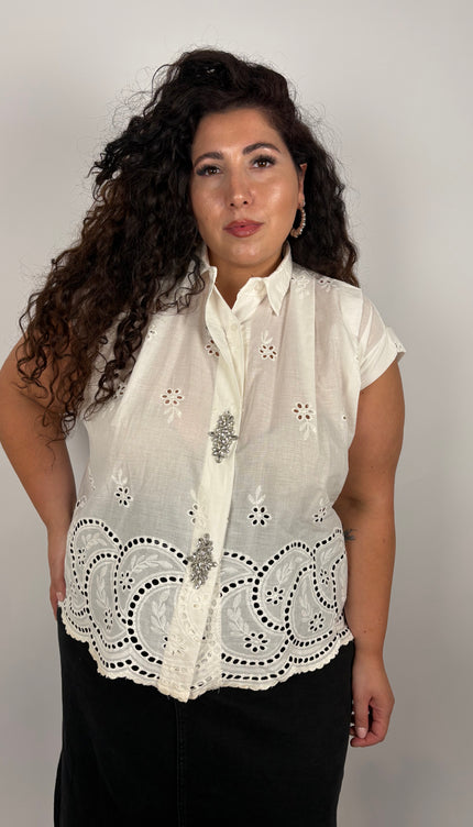 Camicia in Sangallo con Swarovsky