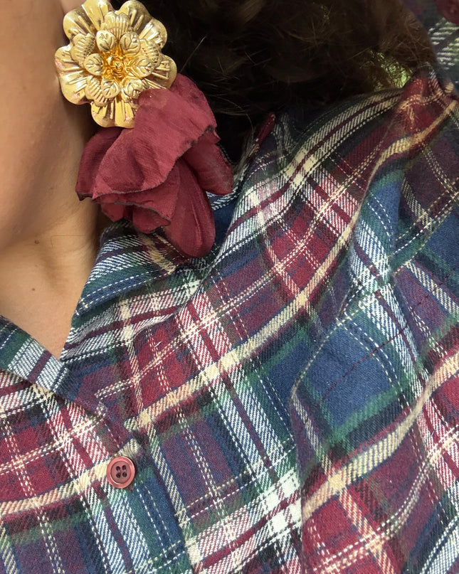 Orecchini Nuvola&Flowers Bordeaux&Gold