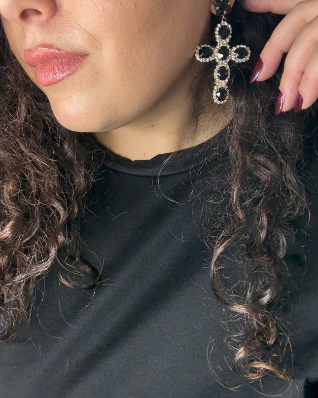 Orecchini Croce Black