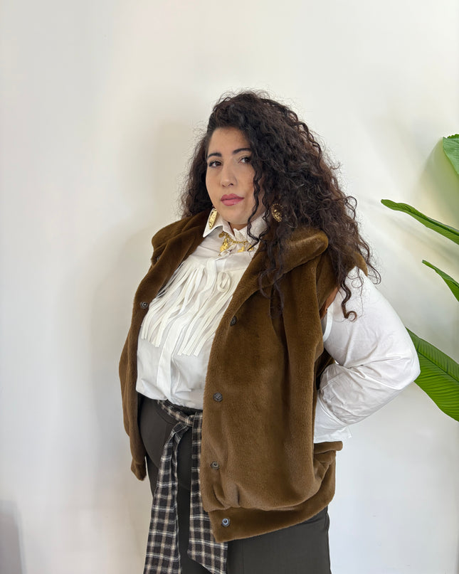 Gilet in EcoPelliccia Curvy Brown