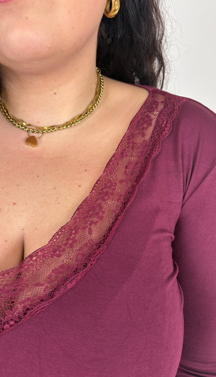 Maglia con scollo V in Merletto