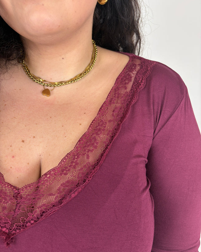 Maglia con scollo V in Merletto