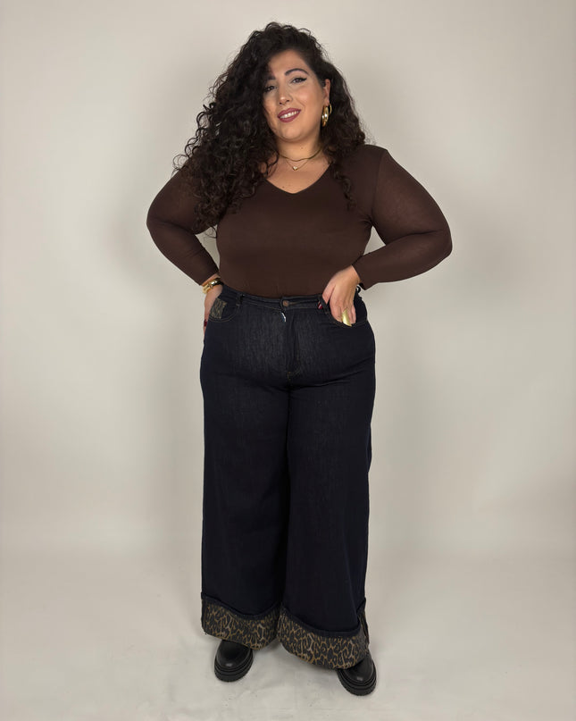 Jeans con piega Leopard