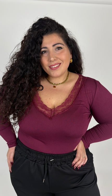 Maglia con scollo V in Merletto