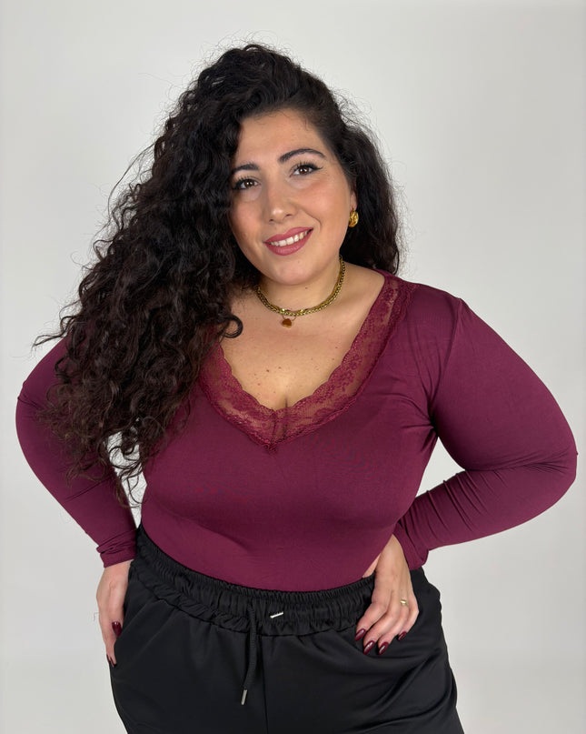 Maglia con scollo V in Merletto