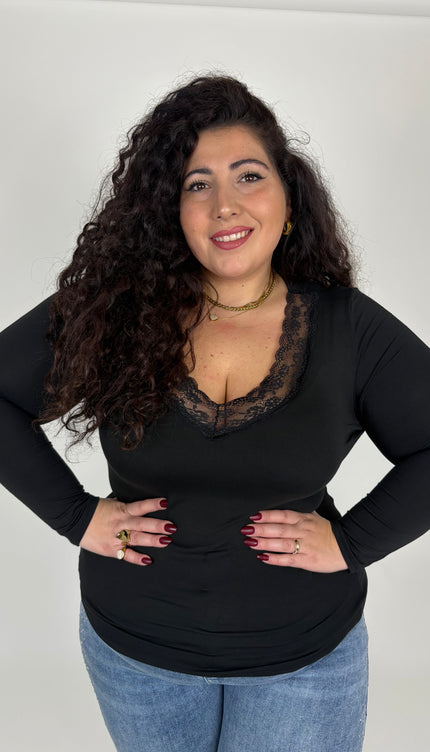 Maglia con scollo V in Merletto