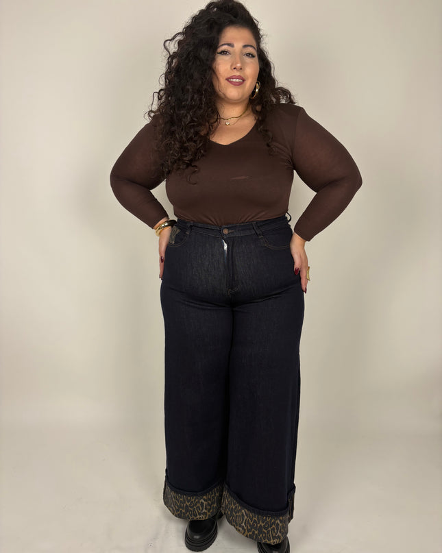 Jeans con piega Leopard