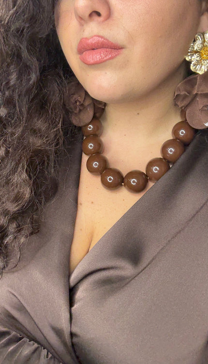 Orecchini Nuvola&Flowers Brown&Gold