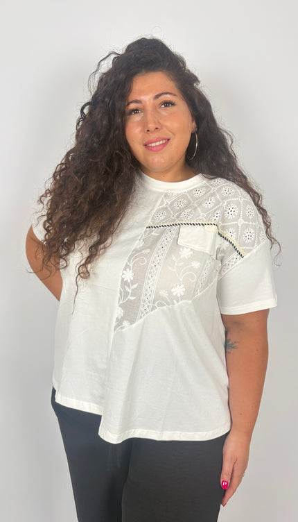 T-shirt Cotone e Sangallo