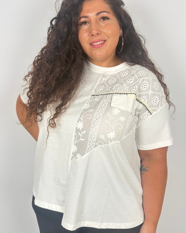 T-shirt Cotone e Sangallo