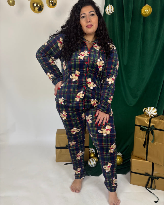 Pigiama Donna Teddy Tartan 🧸 BLU