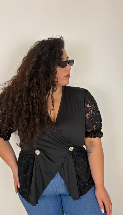 Maglia doppio Bottone Con Merletto